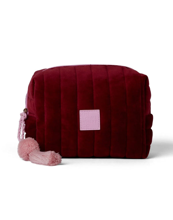 Burgundy Velvet Cosmetic Bag