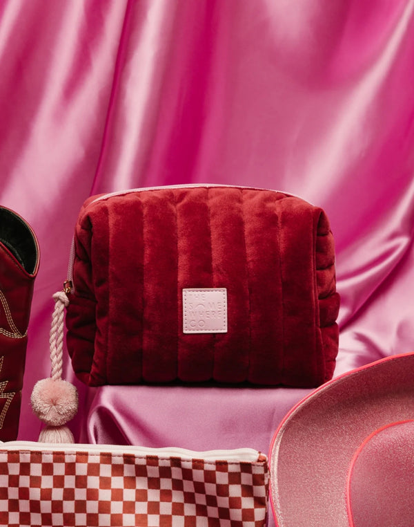 Burgundy Velvet Cosmetic Bag